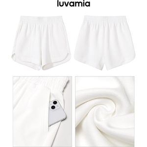 2025 Women's High-Waisted Athletic Shorts Comfortable Pull-On Elastic Waist Casual <b>Lounge</b> Summer Sweat Shorts Pocket Hot - Product Image 3