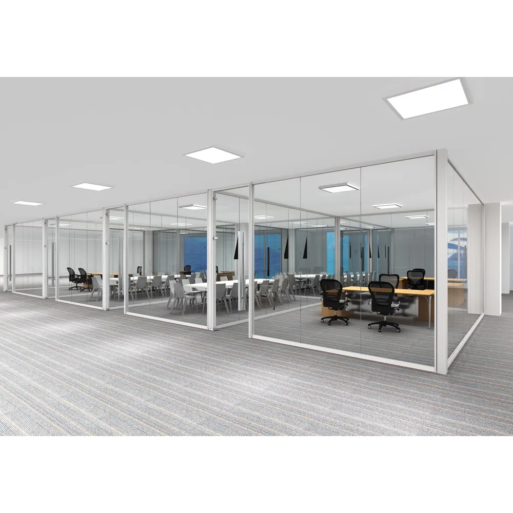 FlexSpace 2024 new office steel wall office partition design transparent frost glass office partition for meeting room