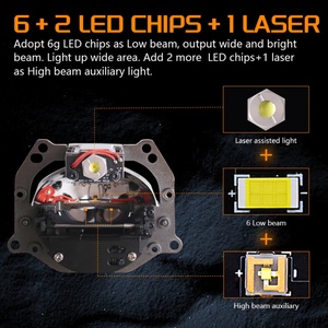 SANVI Laser Light 78W 6000K L70 PRO 3 Inch Bi-LED Projector Lens Headlights Super Bright 12V Car Lamp New Condition - Product Image 4