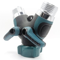 Répartiteur de tuyau d'arrosage 2 voies robuste, solide et durable, connecteur en Y pour tuyau d'arrosage, corps en métal, alliage de zinc (vert)