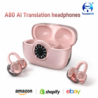 A80 Headphone Penerjemah AI Cerdas 146 Bahasa Waktu Nyata Dua Arah Suara Nirkabel Bluetooth Earbud Hadiah Perjalanan Baru
