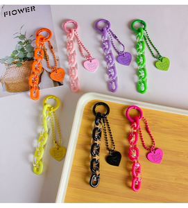 Multi Color Creative Alloy Acrylic Chain Love Keychain Small Fresh <b>Backpack</b> Pendant Couple Hanging Decoration Car Keychain - Product Image 3