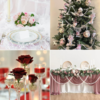 Guirlande de Noël en perles plastiques 16mm 4,5m, boules écologiques blanc ivoire, chaîne pour décorations d'arbre, fournitures de fête festives