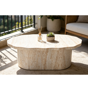 Table basse en <span class=keywords><strong>travertin</strong></span> pour <span class=keywords><strong>salon</strong></span>, couleur pierre, table basse en oxyde de magnésium, décoration extérieure, moderne, durable - Product Image 3