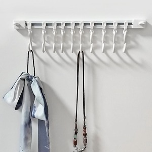 Wall Mounted Slide Rail Hooks With Adhesive Backing For Kitchen Storage Organization Punch Free Design Rectangle Shape - Product Image 2