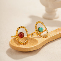 Nouvelle mode, haute qualité, délicate, bague en acier inoxydable 18 carats, bijoux de fiançailles, élégante, vintage, ovale, pierre œil de tigre, anneaux en obsidienne