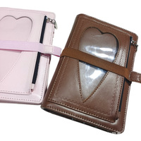Cuaderno de Tela con Estampado de Corazones Rosados, A6, de Hojas Sueltas, Agenda, Planificador Estudiantil, Carpeta, Cartera