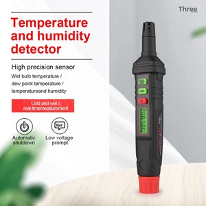 HT62 4-in-1 เครื่องวัดความชื้นแบบดิจิตอลแบบพกพา เครื่องวัดอุณหภูมิและความชื้น พร้อมฟังก์ชั่นวัดอุณหภูมิหลอดแก้วเปียก/จุดน้ำค้าง อุณหภูมิสูงสุด/ต่ำสุด/ความชื้น แบบปากกา - Product Image 1