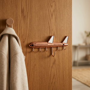 Porte-clés mural multifonction en métal zinc en forme d'avion, style moderne décoratif, organisateur de crochets pour entrée de maison - Product Image 5