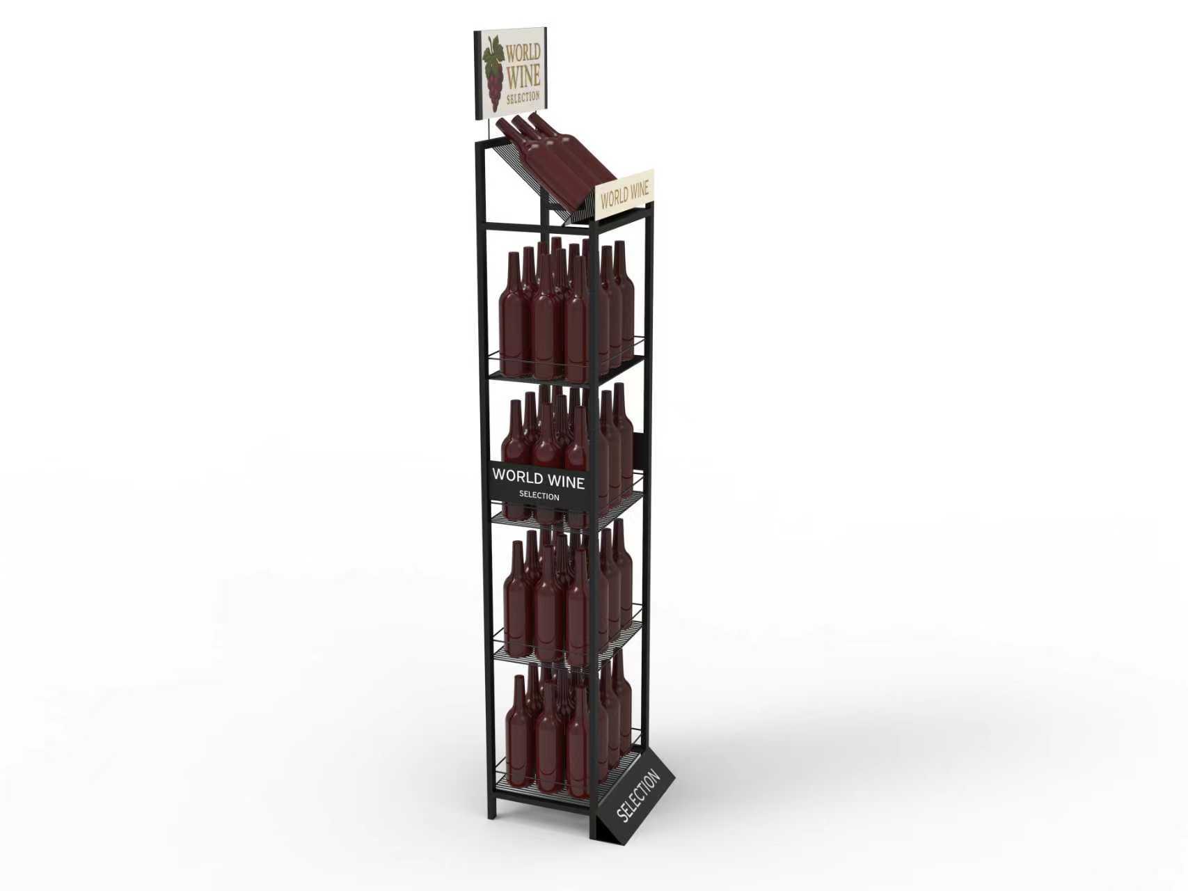 Customized Metal Wine Display Rack Multi Tier for Wine Retail Stores Easy Merchandising — view 4