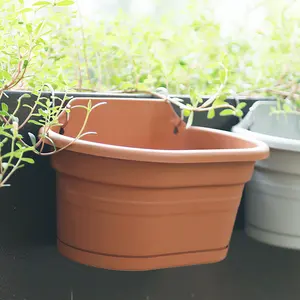 Planteur suspendu domestique en plastique, pièces, cintre de pot de fleurs, clôture ronde rectangulaire, Pots de plantes murales
