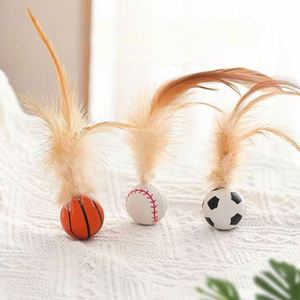 Jouet interactif pour chat avec plumes : balle en caoutchouc rebondissante pour chats coquins - Idée cadeau promotionnelle - Product Image 3