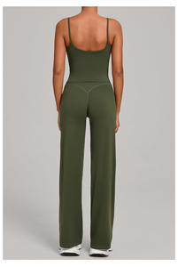 Kadın Spor Giyim Atlet Yelek Fitness Seti Aktif Giyim Kadın Spor Salonu Kıyafetleri Geniş Paça İspanyol Paça Pantolon 2 Parça Yoga Seti - Product Image 5