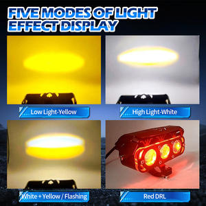 ไฟสปอร์ตไลท์ LED 3 เลนส์ รุ่นใหม่ แสงคู่สีแดง DRL สำหรับมอเตอร์ไซค์ ไฟหน้ากันน้ำ ไฟตัดหมอกสำหรับรถยนต์ SUV ATV รุ่น MO-233 - Product Image 6