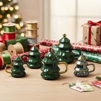 Mug à café en céramique écologique durable et créatif, arbre de Noël, grande capacité, cadeau de Noël personnalisable