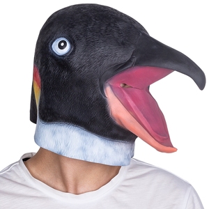 <span class=keywords><strong>Masque</strong></span> intégral en latex de <span class=keywords><strong>pingouin</strong></span> noir/blanc, texture réaliste, bouche rose ouverte, doux et confortable, pour Halloween, cosplay, fête costumée - Product Image 5