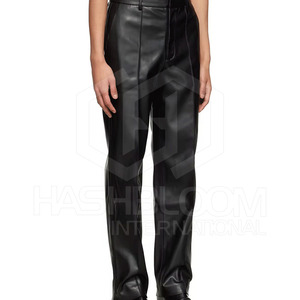 กางเกงหนัง PU เอวสูงสำหรับผู้ชาย, กางเกงลำลองทรงตรงเอวสูงน้ำหนักเบาทนทานสำหรับฤดูใบไม้ร่วงและฤดูหนาว - Product Image 1