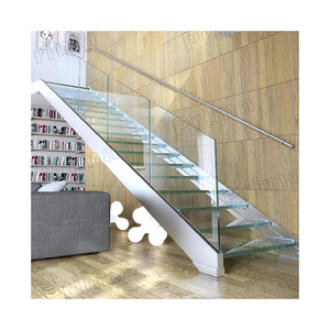 Prima residencial <span class=keywords><strong>interior</strong></span> estructura de acero <span class=keywords><strong>y</strong></span> <span class=keywords><strong>barandilla</strong></span> de vidrio escaleras <span class=keywords><strong>escalera</strong></span> recta flotante de <span class=keywords><strong>madera</strong></span> maciza - Product Image 2