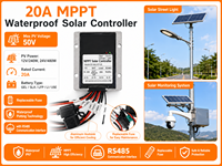 Contrôleur solaire MPPT de qualité industrielle avec interface de communication RS485 et large plage de tension d'entrée pour système 12V/24V