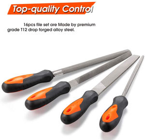 8" 200mm Precision <strong>Files</strong> Set Flat/Triangle/Half-round/Round Large Premium Grade Steel 18pcs <strong>File</strong> Set - Product Image 3