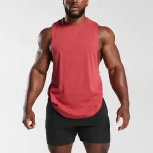 Wholesale Mens Printed Logo Slim Fit Gym Tank Top Breathable Crew Neck Plain 100 Polyester Mesh Fabric Workout Tank Top Men