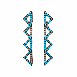 Triangle Shape Micro Turquoise Ear <b>cuff</b> <b>Earring</b> Turkish Wholesale Handcrafted 925 Sterling Silver Jewelry - Product Image 2