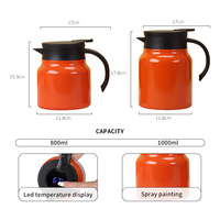 Tasse thermos en acier inoxydable à double paroi théière intelligente cafetière isolée sous vide avec affichage de la température par led