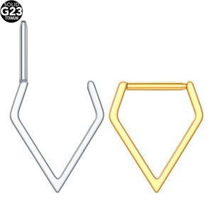 Lingchee, venta al por mayor, titanio, chapado en PVD, forma de <span class=keywords><strong>diamante</strong></span>, tabique, nariz, anillo, segmento, anillo, pendiente, Piercing, joyería, anillo para oreja - Product Image 1