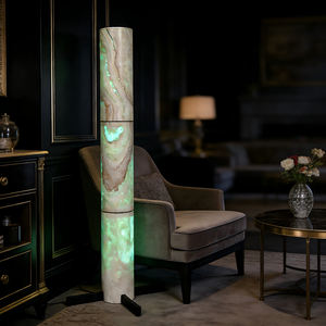 Lámpara de Pie Cilíndrica de Mármol Natural con Pantalla LED Artística Funcional, Diseño Contemporáneo para Decoración de Dormitorio, Sala de Estar y Hotel - Product Image 1