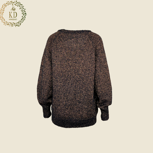 Áo Len Chui Đầu Nữ Có Gân <span class=keywords><strong>Lurex</strong></span> Sợi Kim Loại Dài Tay Cổ Chữ V Thiết Kế Theo Yêu Cầu Của Nhà Sản Xuất Đồ Dệt Kim KD - Product Image 4