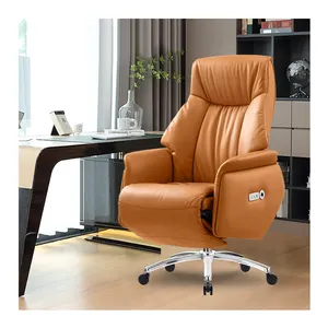 Vente en gros fauteuil inclinable multifonctionnel en cuir véritable pour loisirs fauteuil inclinable électrique pivotant de luxe pour patron canapé message officiel