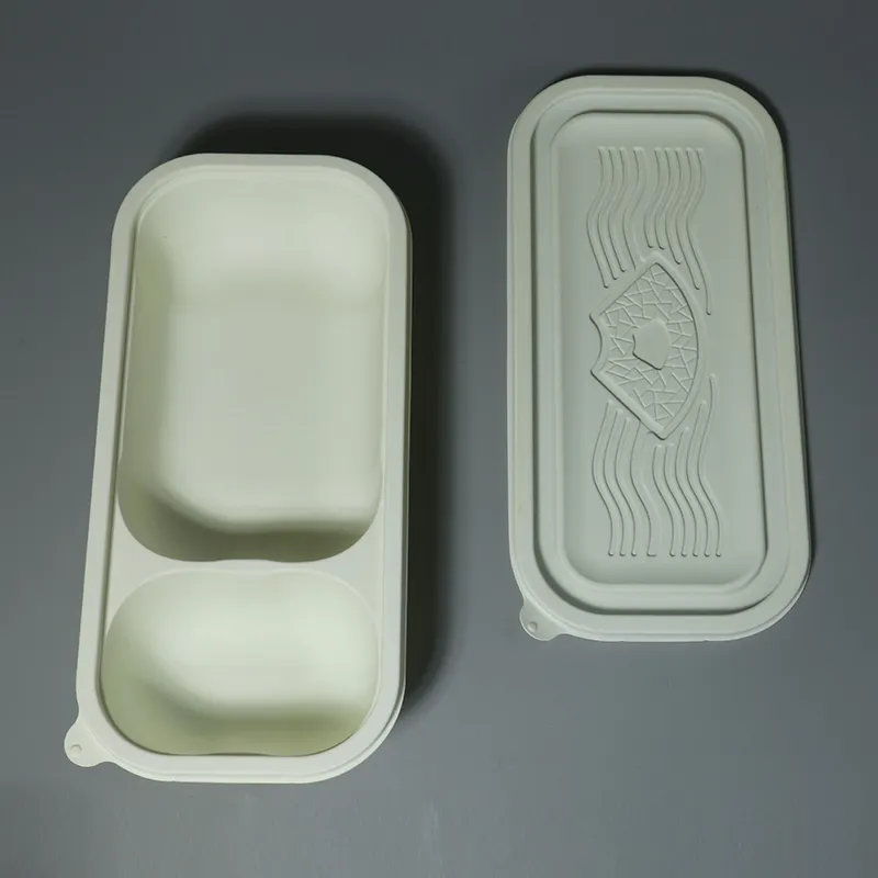 2 डिब्बों biodegradable cornstarch खाद्य कंटेनर बक्से biodegradable दूर ले भोजन दोपहर के भोजन के बॉक्स