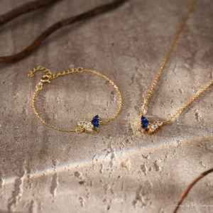 Bracelet vintage en acier inoxydable en forme de larme, paire mère-fille, sœur, charme papillon, pierre de naissance - Product Image 3