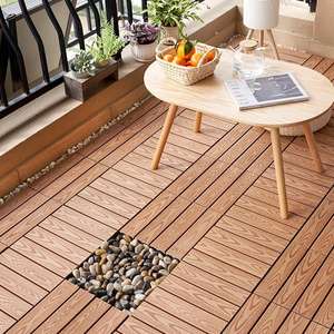 Baldosas de Madera Compuesta para Terraza, Resistentes al Agua, Color Gris, Económicas, con Ranuras Rectas, para Uso en Exteriores y Jardines - Product Image 1