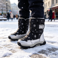 Bottes d'hiver mi-mollet pour enfants, thermiques, légères, imperméables, respirantes, doublure en peluche, résistantes au froid, semelle extérieure à crampons profonds