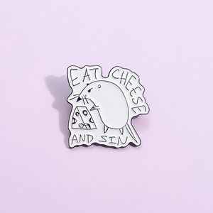 Épingles en émail pour manger du fromage et du péché-Broches personnalisées pour rat et fromage-Badges de revers-Bijoux animaux de dessin animé-Cadeau pour enfants-Amis - Product Image 2