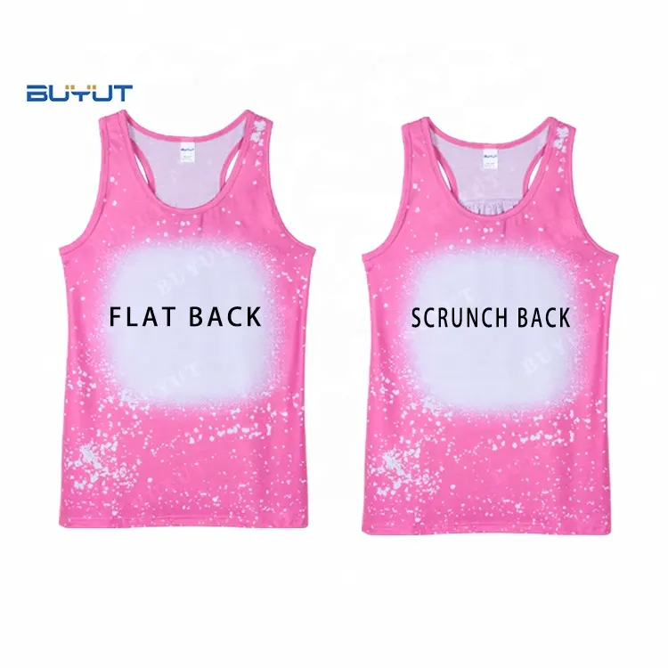 BUYUT factory bleached print Flat back scrunch back unisex polyester Blank singlet US sizing for personalize design