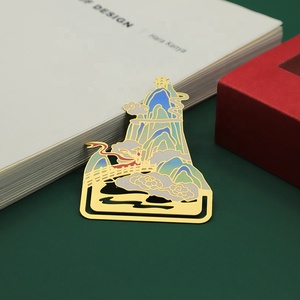 Segnalibro cinese retrò in metallo stile montagna artigianato placcato oro stampa per regalo Souvenir - Product Image 5