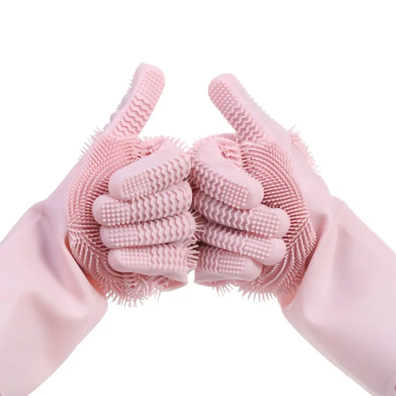 ตัวอย่างฟรีซิลิโคน Scrubber ถุงมือเมจิกฟองน้ำซิลิโคนล้างจานถุงมือ