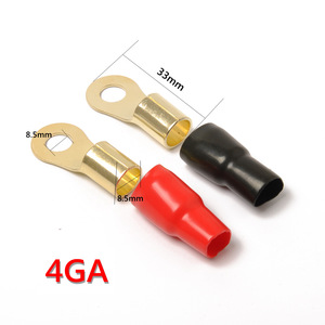 Ring <b>Terminals</b> 4Ga Brass 8.5mm Hole 33mm Length For Car Audio Wiring 10 Pairs Pack - Product Image 1