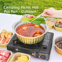 Pots de cuisson jetables en aluminium, contenants alimentaires portables pour la maison, le hot pot, le camping en plein air, les pique-niques et l'emballage de repas à emporter