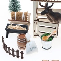 CH-098 2026 Accessoires pour maison de poupée miniature, ensemble de rennes et elfes de Noël, abri en bois, accessoires de paysagisme pour ferme
