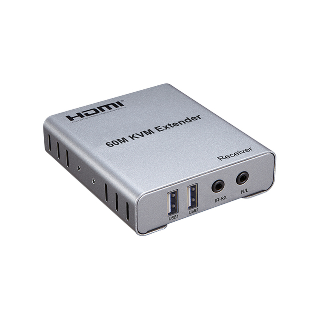 60M HDMI KVM Extender Over Single Cat5e Cat6 Cable 1080P IR Return 3.5mm Audio Dual USB Mouse Keyboard