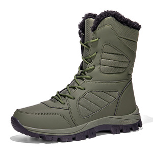 Unisex Cold Weather Hiking <b>Boots</b> Mid Calf <b>Lace</b> Up Style Fleece Inside Non Slip Durable Sole <b>For</b> Snowfield - Product Image 5