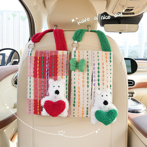 Car Seat Back Hanging Tissue <b>Box</b> Fabric Multifunction Dual Purpose Vehicle <b>Heart</b> <b>Shape</b> Cute Puppy Design - Product Image 1
