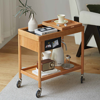 Chariot de rangement multifonctionnel moderne en gros pour salon, chariot à main en bois avec roues