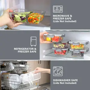 Wholesale Factory Price Food Storage Container Borosilicate Glass Box Organizer With Airtight Lids