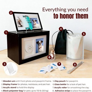 Wooden Pet Urn Rectangle Durable Photo Frame Dog <b>Memorial</b> <b>Box</b> Pet Funeral Supplies - Product Image 4