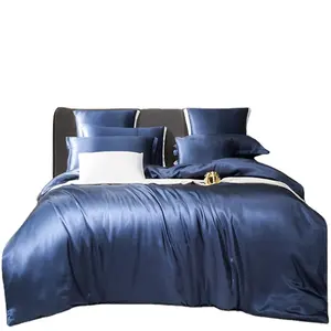 लक्जरी हस्तनिर्मित सादे रेशम Duvet कवर सेट फ्लैट शीट सज्जित चादर तकिए दाग 100% शहतूत रेशम बिस्तर सेट