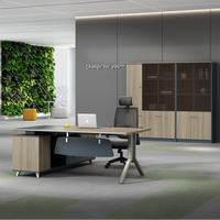 Bureau de direction ergonomique convertible pour PDG et managers, mobilier de bureau moderne avec rangement